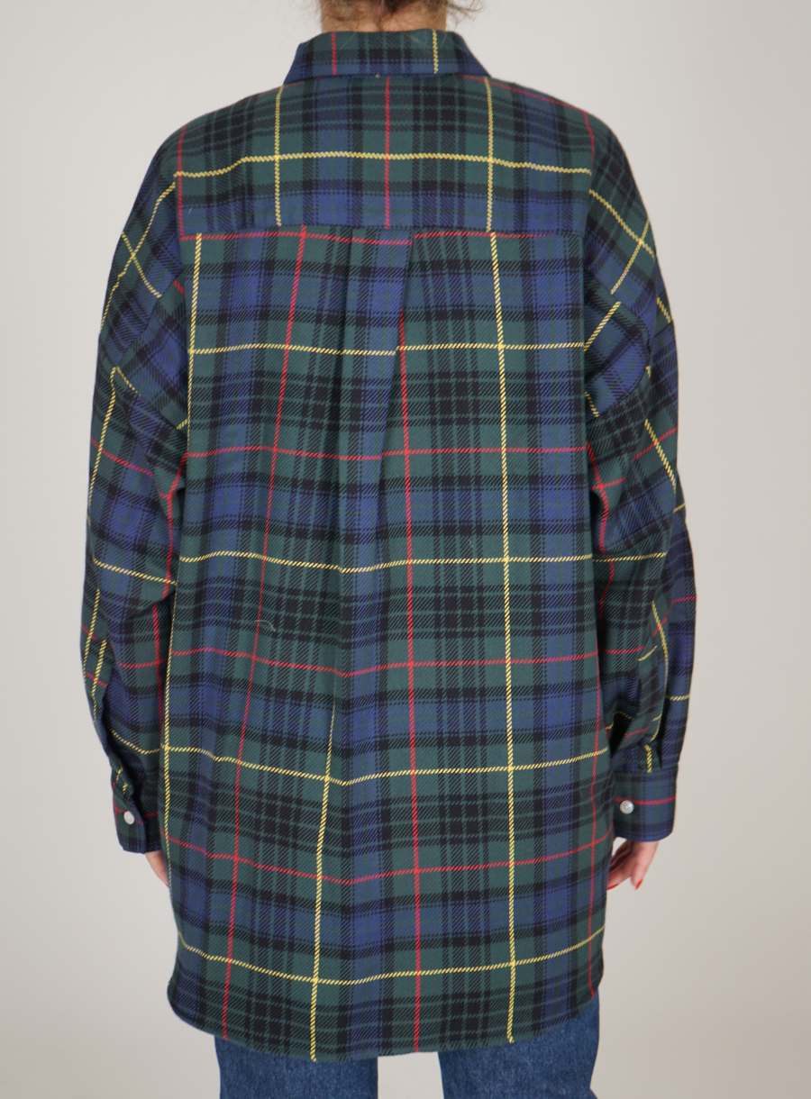 Camicia Scozzese Verde Navy