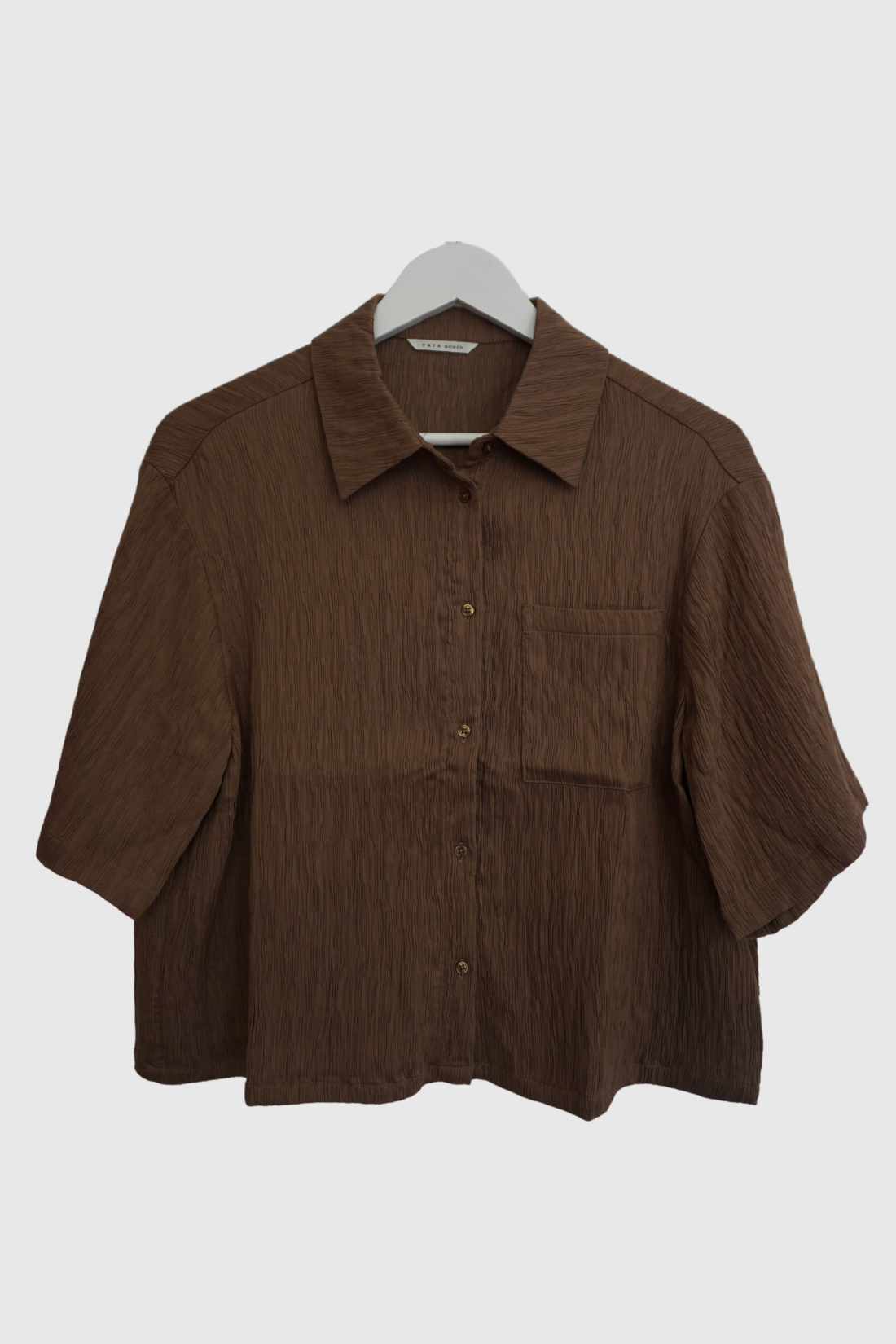 Camicia crop marrone