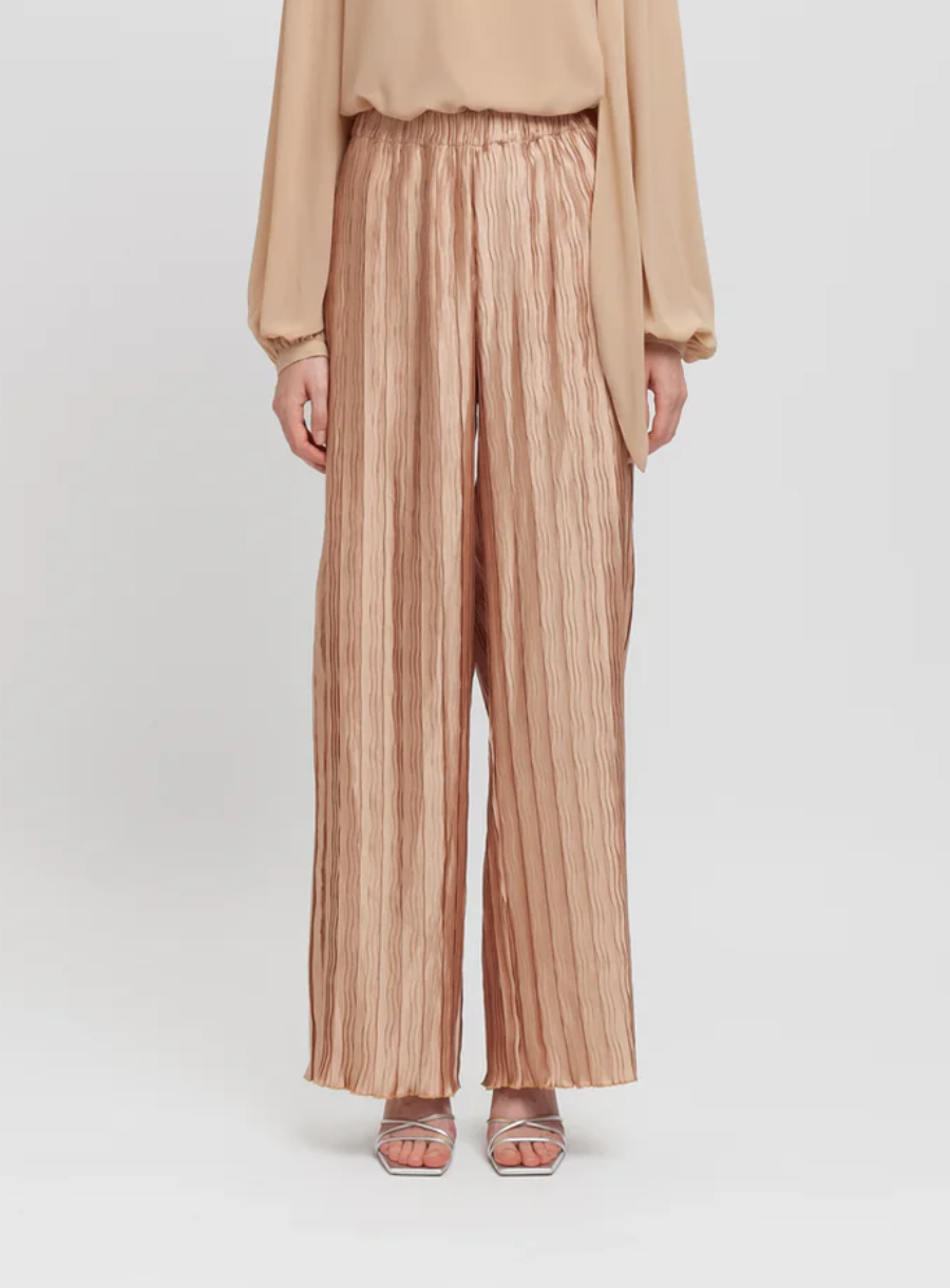 Pantalone plissé dorato rosa