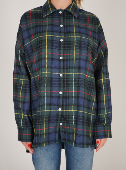 Camicia Scozzese Verde Navy