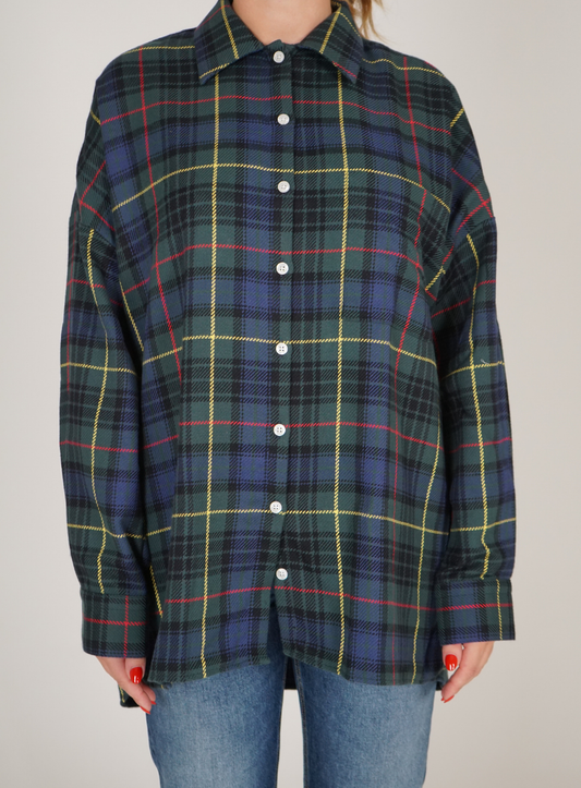 Camicia Scozzese Verde Navy