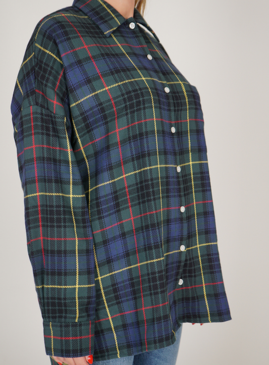 Camicia Scozzese Verde Navy