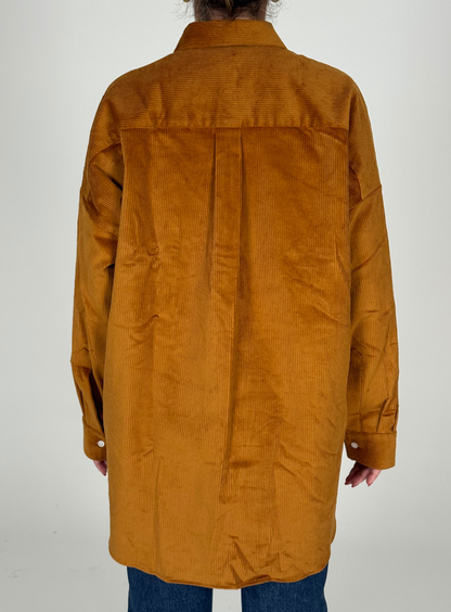 Camicia in Velluto a Coste Caramello