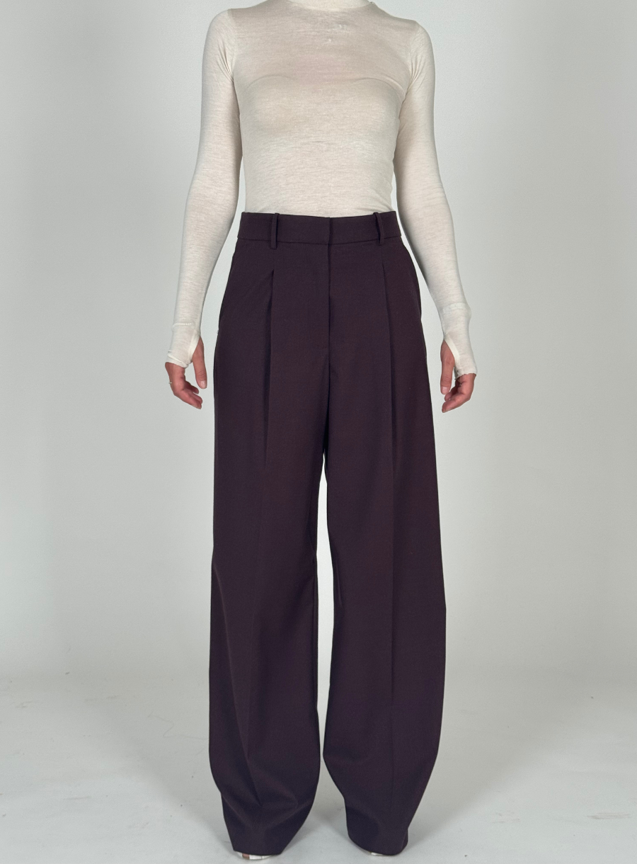 Pantalone vinaccia a vita alta