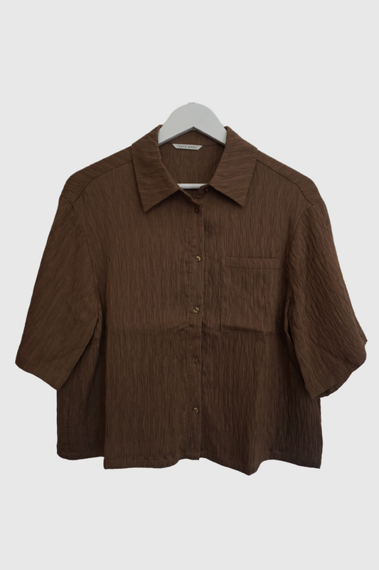 Camicia crop marrone