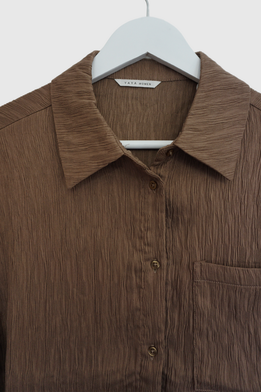 Camicia crop marrone