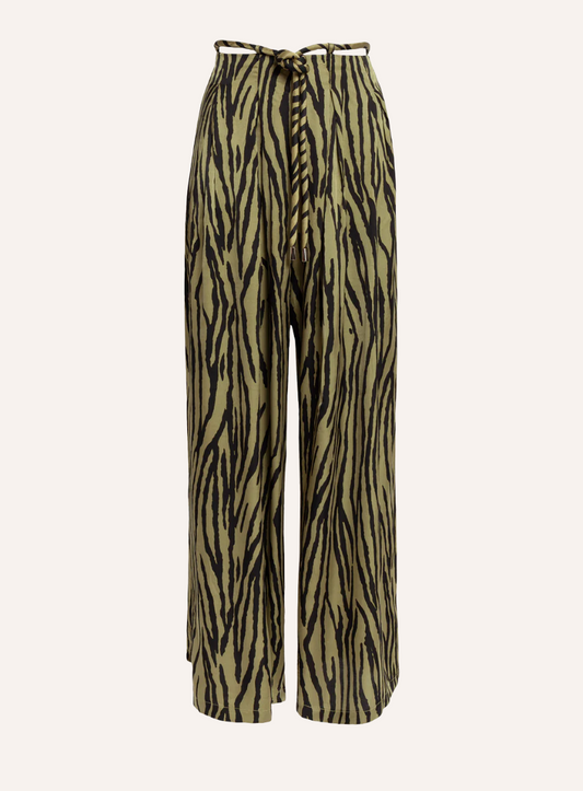 Pantaloni animalier con cordino in vita