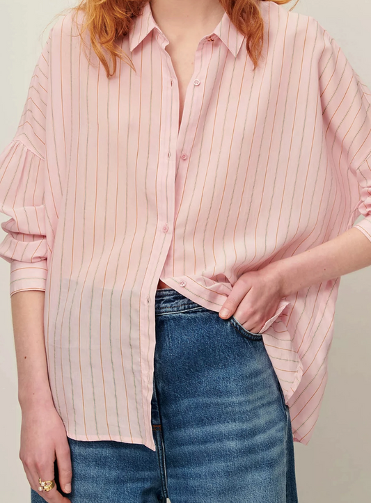 Camicia rosa a righe